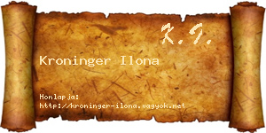 Kroninger Ilona névjegykártya